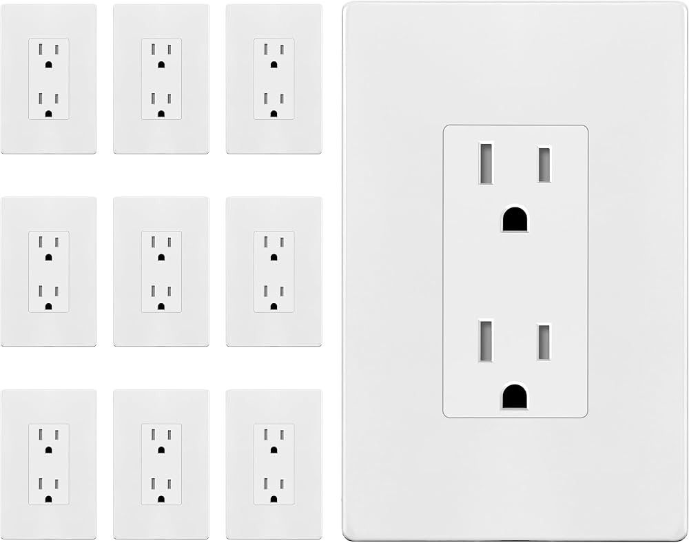 ENERLITES Decorator Outlet 10 Pack, 15A Standard Electrical Wall Receptacle | Amazon (US)