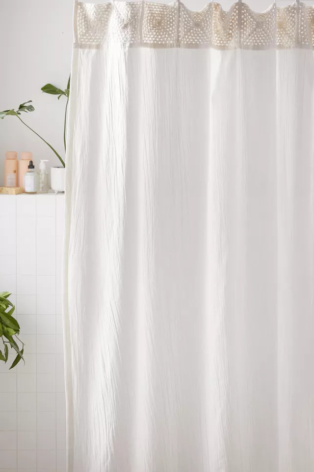Crochet Peekaboo Shower Curtain | Urban Outfitters (US and RoW)