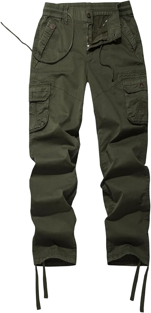 FOURSTEEDS Women's Mid Rise Drawstring Elastic Waist Multi-Pocket Outdoor Sport Cotton Camping Hi... | Amazon (US)