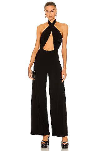 Norma Kamali Cross Halter Jumpsuit in Black | FWRD 