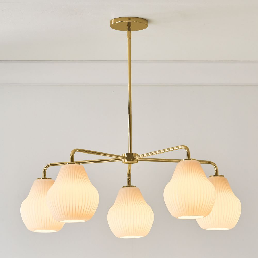Sculptural Glass 5-Light Ribbed Chandelier (36") | West Elm (US)