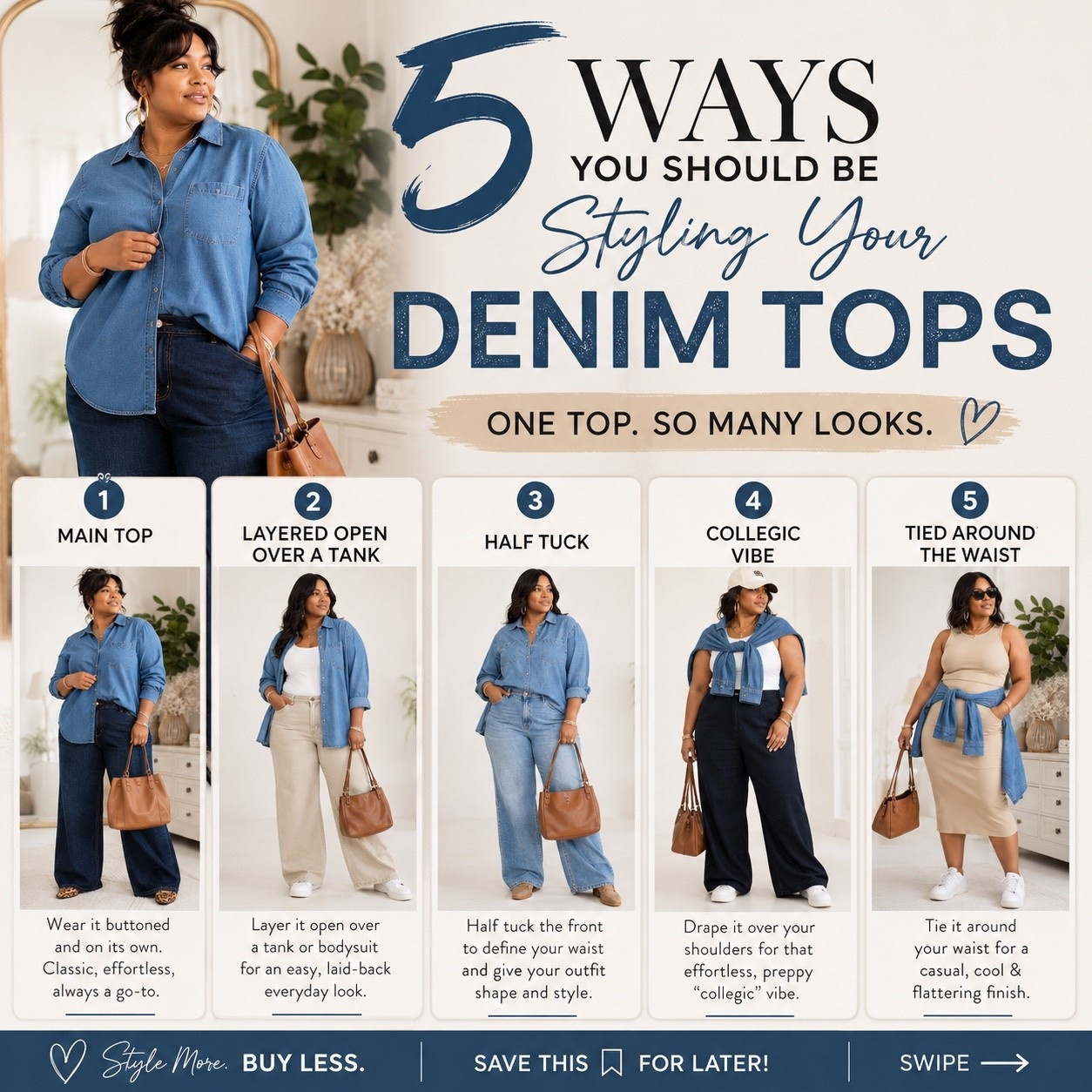 you’re only wearing your denim tops one way, you’re wearing them wrong! Save and use this as a guide for your next denim moment!! 
#denimyourway #denimtop #styleinspo

#LTKPlusSize #LTKootd