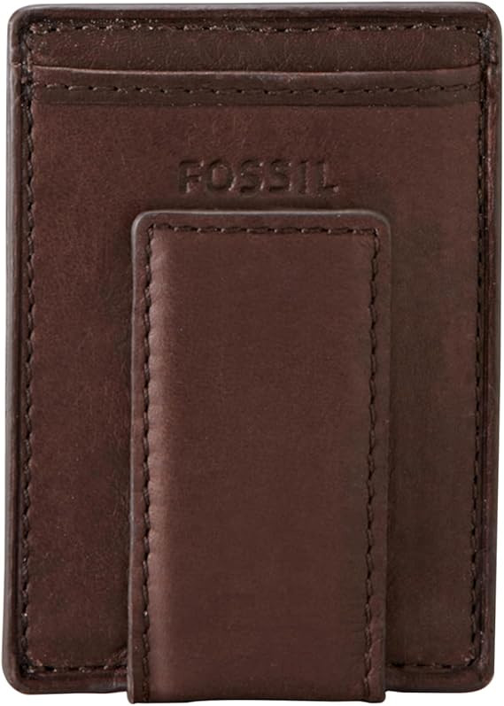 Fossil Men's Leather Minimalist Magnetic Card Case with Money Clip Front Pocket Wallet for Men | Amazon (US)
