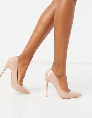 Missguided high heeled patent court shoe in blush | ASOS UK