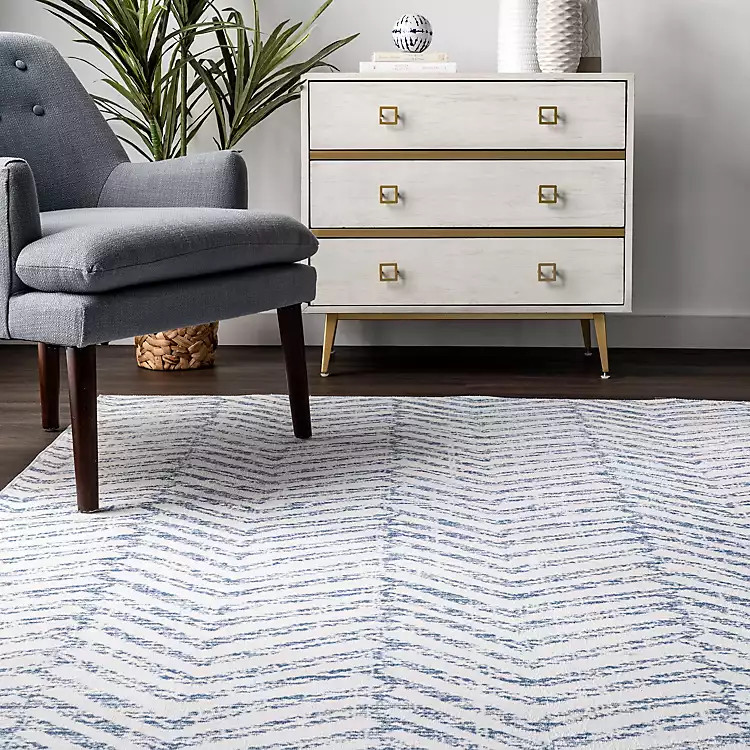 New!Blue Geometric Pattern Area Rug, 7x9 | Kirkland's Home