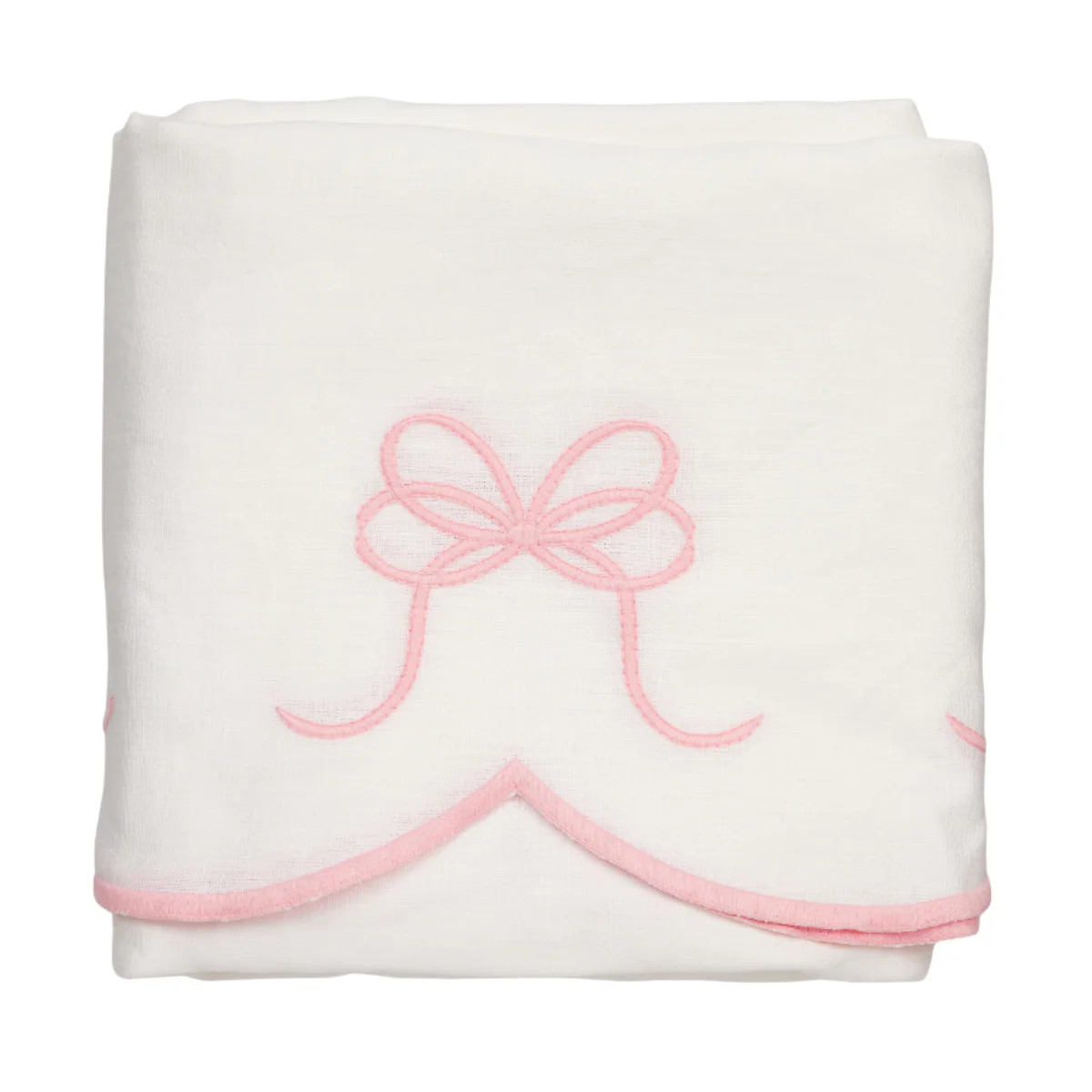 Bow Scalloped Crib Skirt in Petal Pink | Caitlin Wilson Design