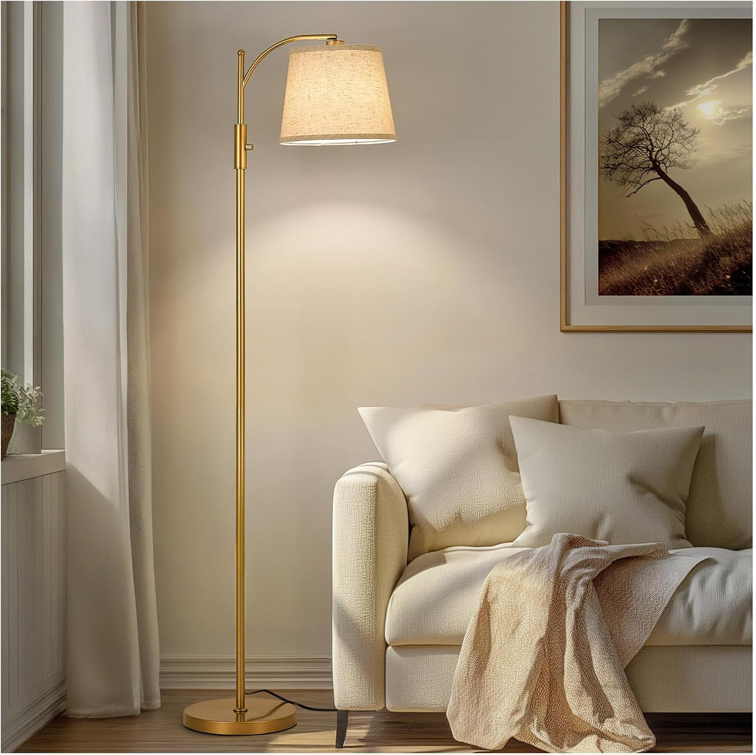 AIDENOEY Fully Dimmable Floor Lamp for Living Room，Standing Lamp Rotary Switch with Linen Beige... | Amazon (US)
