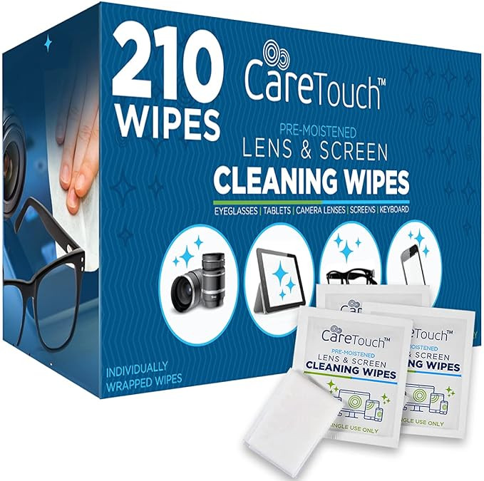 Care Touch Lens Wipes for Eyeglasses | Individually Wrapped Eye Glasses Wipes | 210 Pre-Moistened... | Amazon (US)