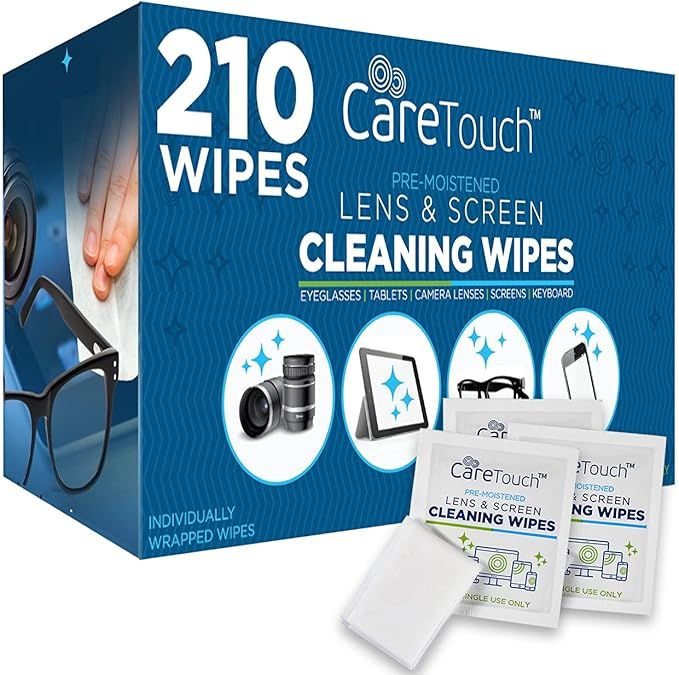Care Touch Lens Wipes for Eyeglasses | Individually Wrapped Eye Glasses Wipes | 210 Pre-Moistened... | Amazon (US)