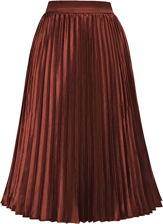 Kate Kasin Women's High Waist Pleated A-Line Swing Skirt KK659 | Amazon (US)