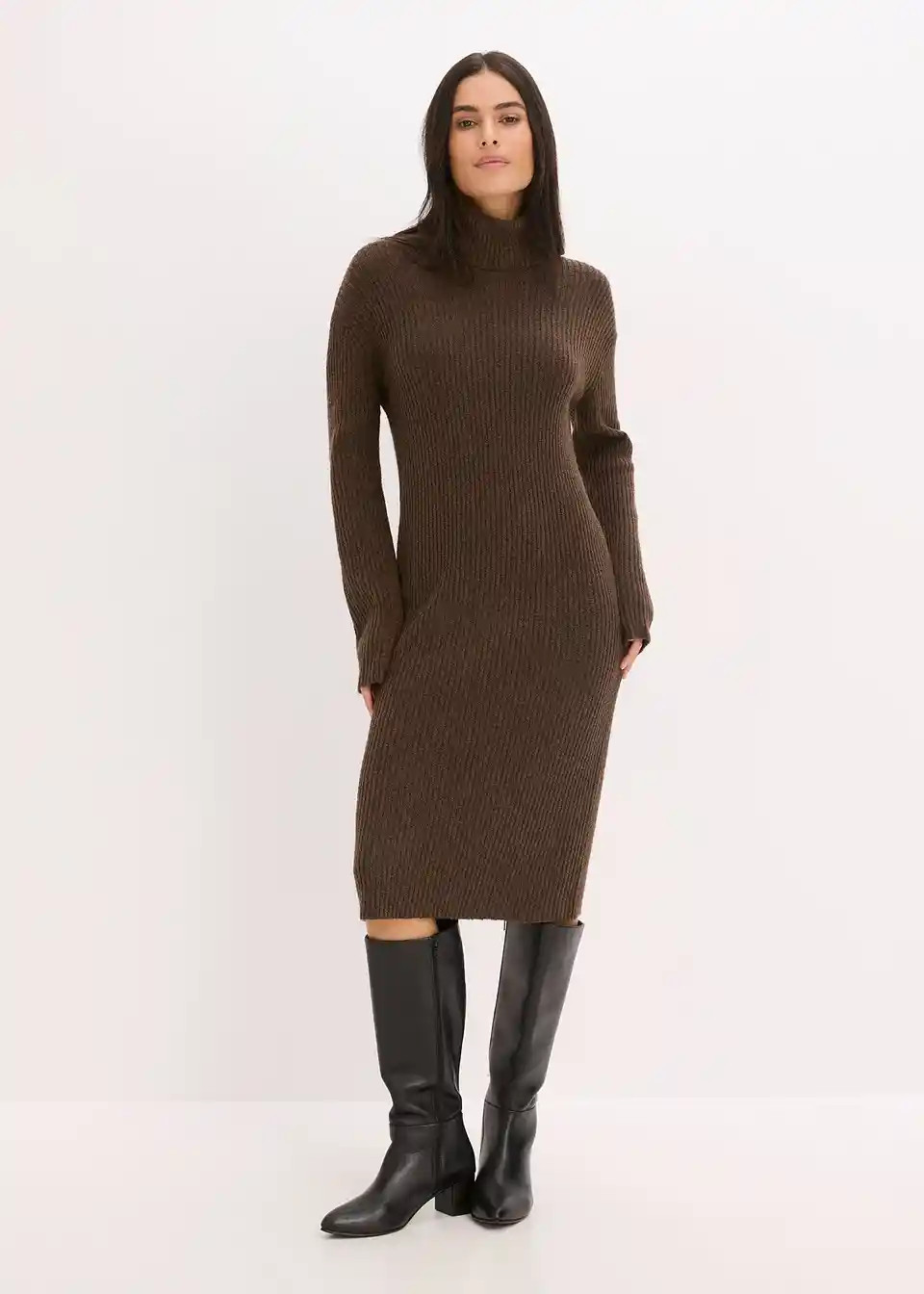 Rollkragen Rippstrickkleid | Bonprix DE