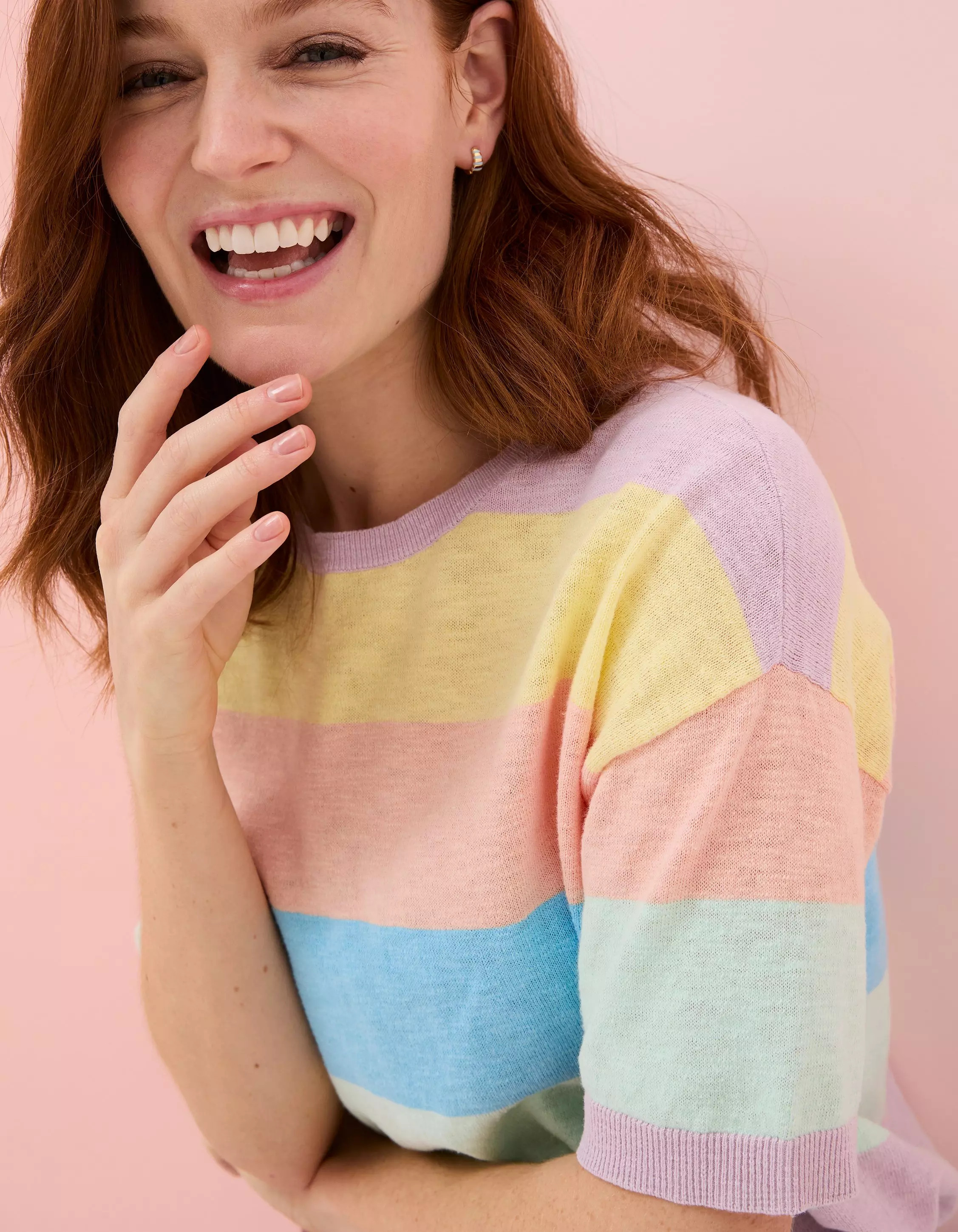 Jude's Sorbet Linen Stripe T-Shirt | Fat Face (UK&IE)