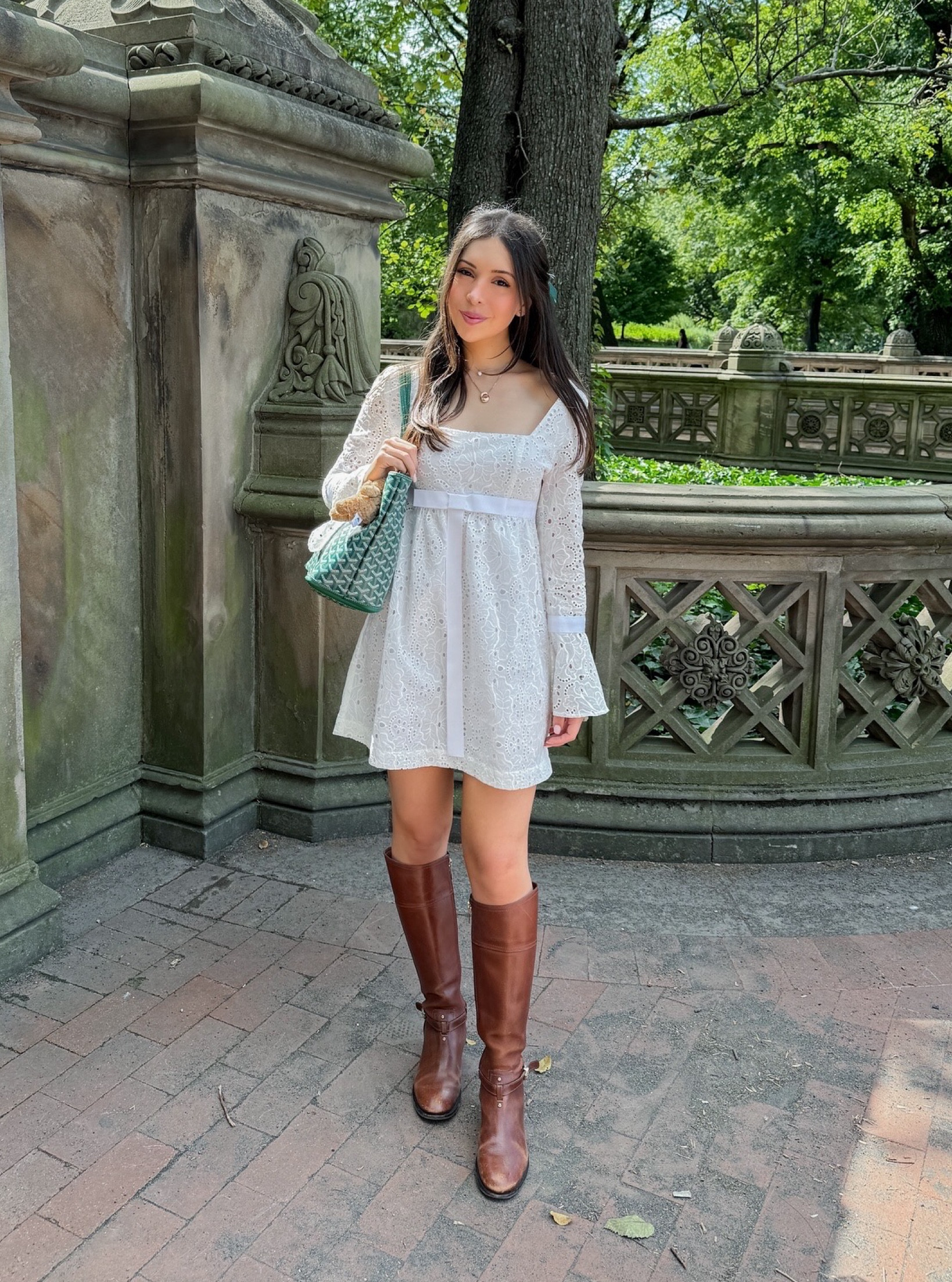 I paired this eyelet dress from Hill House with riding boots and dark green accessories for the perfect transitional summer-to-fall look  

#LTKNYFW #LTKStyleTip #LTKSeasonal