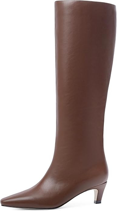 Modatope Knee High Boots Women Square Toe Kitten Heel Tall Boots Womens Fashion Long Boots | Amazon (US)