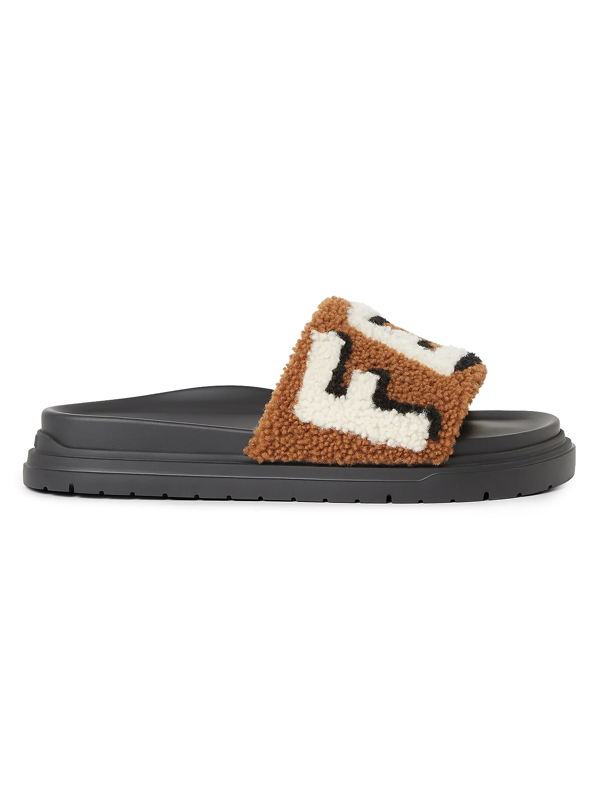 Logo Shearling Slide Sandals | Saks Fifth Avenue