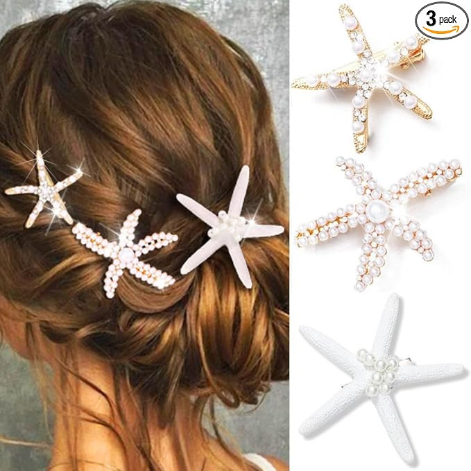 CAKURE Starfish Hair Clip Pearl Mermaid Hair Clips Seashell Hair Accessories for Women and Girls ... | Amazon (US)