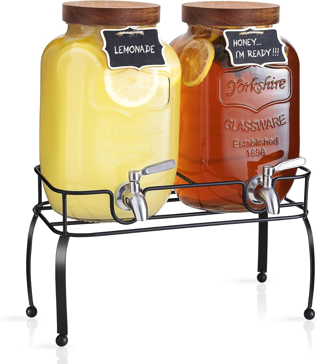 1 Gallon Glass Drink Dispenser for Parties with Stand, 2 Pcs | Amazon (US)