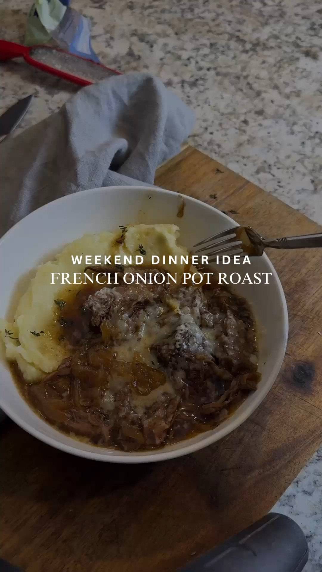 This French Onion Pot Roast has all the delicious flavors of a classic French onion soup in a braised pot roast form. This is the perfect weekend dinner idea! 

Recipe: https://kaylazenner.com/french-onion-pot-roast/