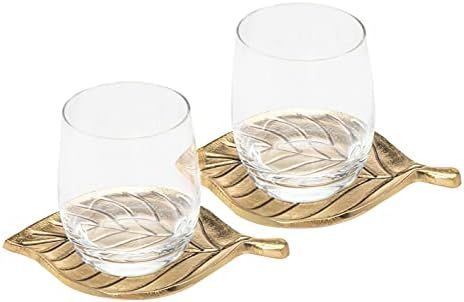Oval Leaf Coasters for Drink Spill Tabletop Protector Round by Godinger - Set of 2 | Amazon (US)