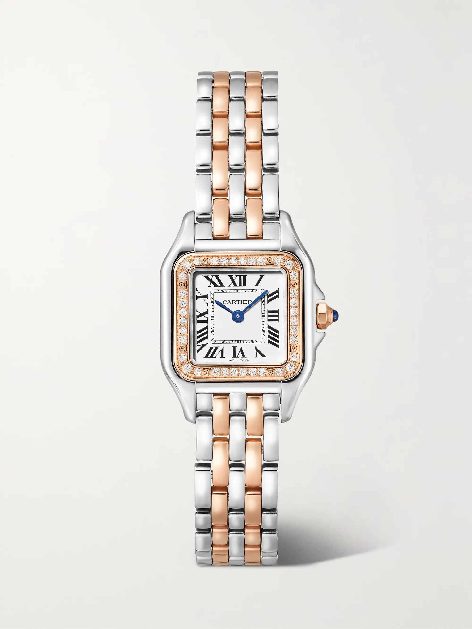 Panthère de Cartier 22 mm kleine Uhr aus 18 Karat Roségold und Edelstahl mit Diamanten | NET-A-PORTER (UK & EU)