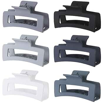 6 Pack Hair Clips, 3.5 Inch Medium Hair Claw Clips for Women and Girls - Grey | Amazon (US)