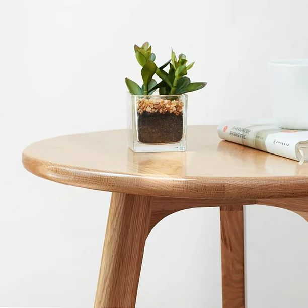 Round Coffee Table, Solid Wood End Table with 3 Legs and Smooth Tabletop Surface, Modern Bedside ... | Walmart (US)
