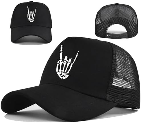 Baseball Hats Snapback Hats for Men hat Flat Bill Brim Adjustable Snap Skeleton Hip Hop Cap | Amazon (US)