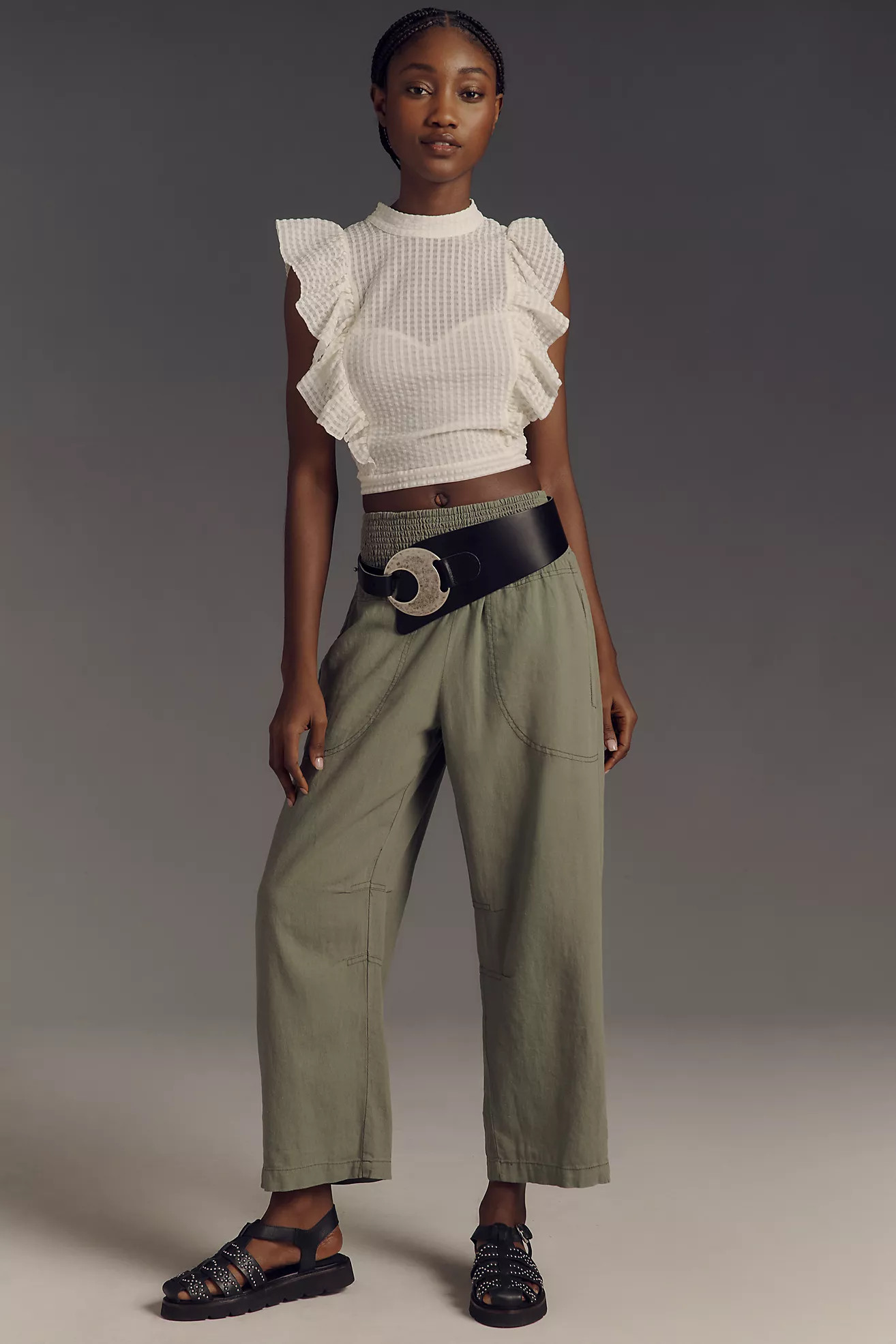 The Reese Smocked Pull-On Barrel Pants by Pilcro: Linen Blend Edition | Anthropologie (US)