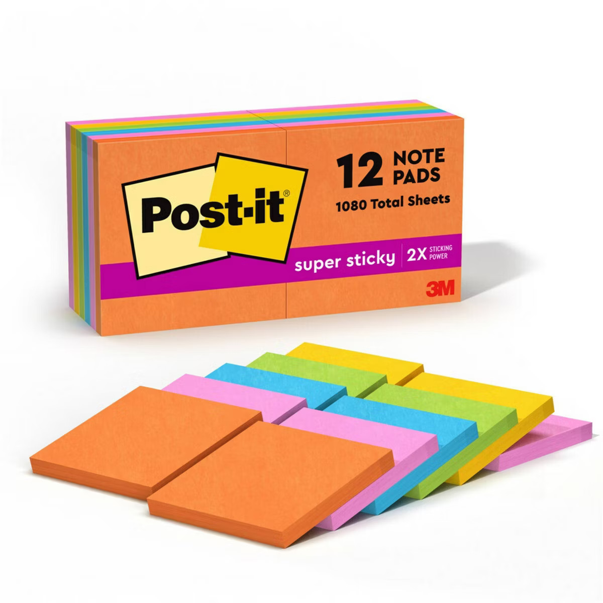 Post-it 12pk 3"x3" Super Sticky Notes 3"x3" Energy Boost Collection | Target