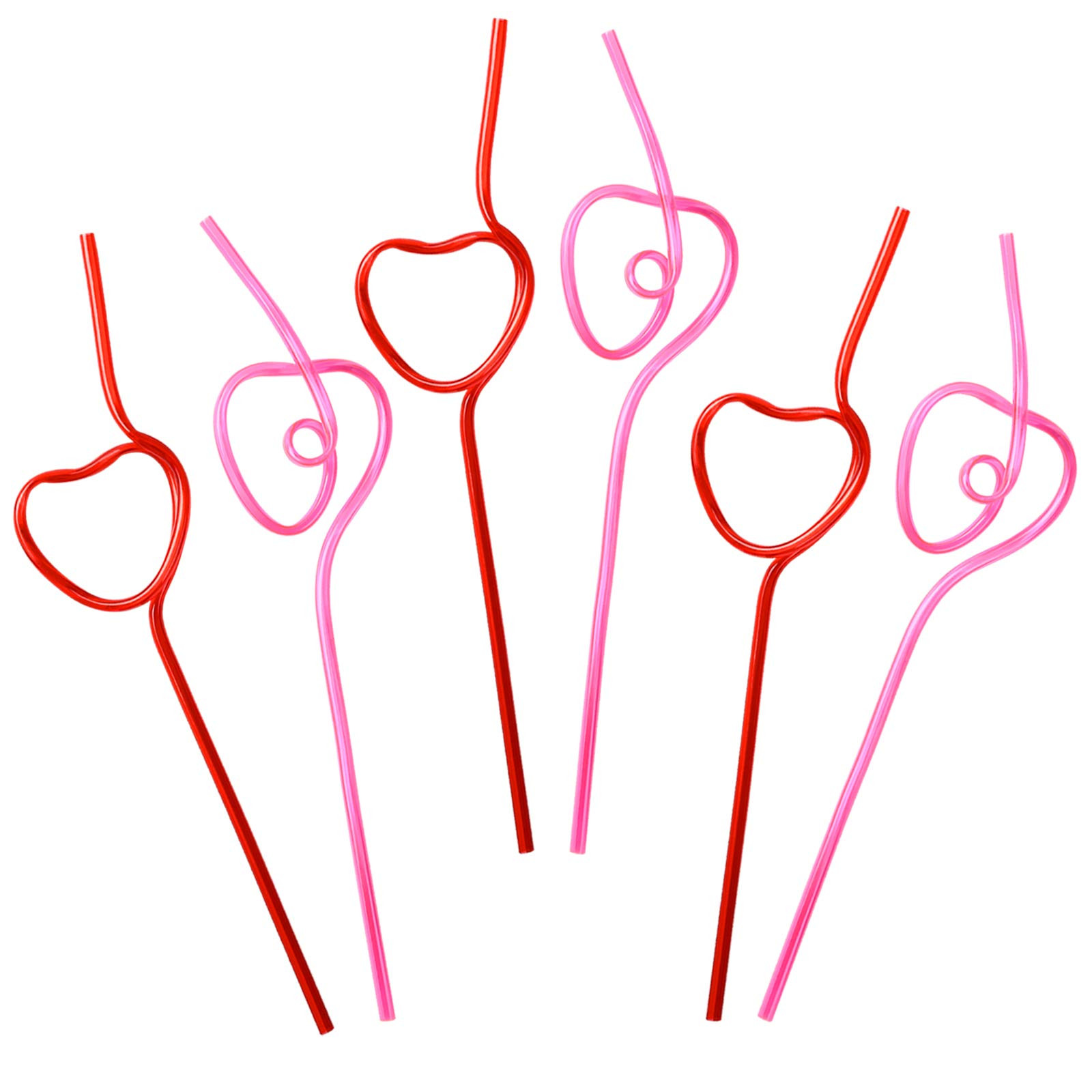 Valentine’s Day Party Supplies Straws - V-DAY Drinking Plastic Crazy Loop Straw School Favors 3... | Amazon (US)