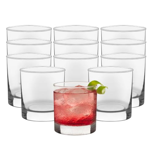 Libbey 917CD Heavy Base Rocks Glasses Set of 12, Rocks Glass Cups Set with Simple Lines, Elegant Old Fashioned Glass for Whiskey,Cocktails and More | Amazon (US)