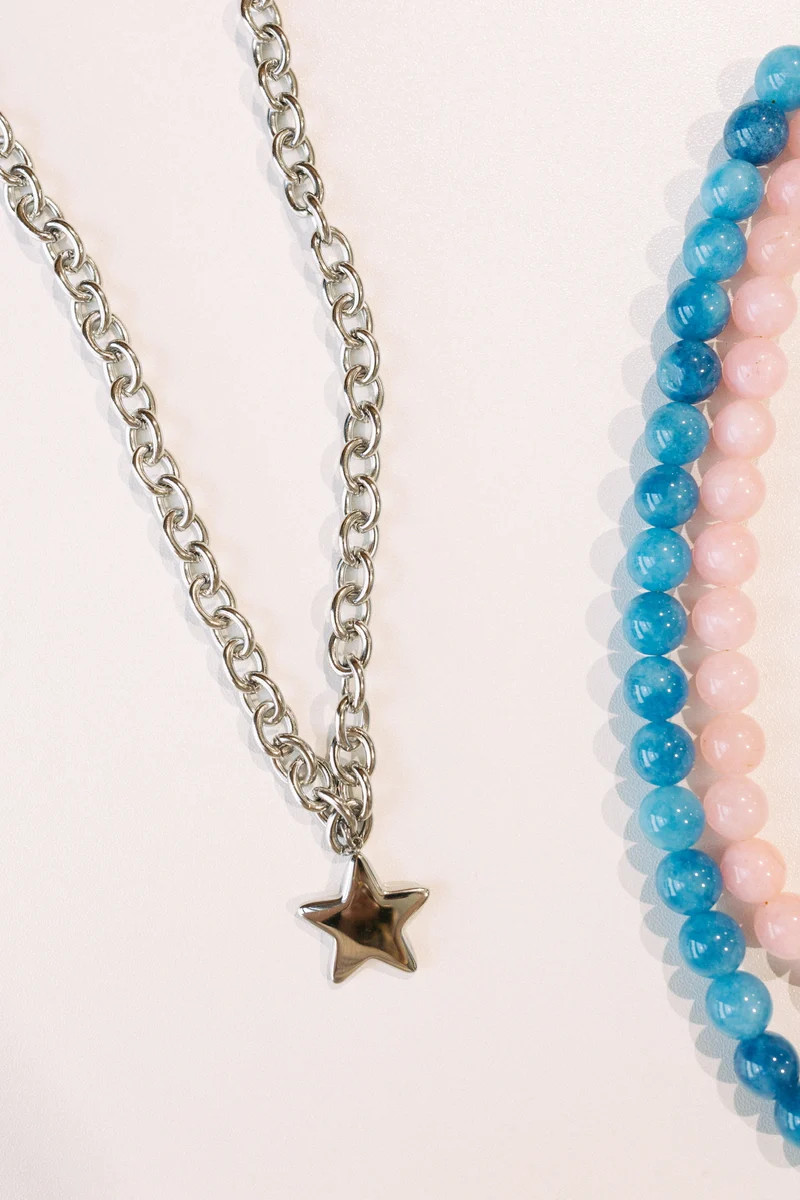 Starlet Long Chain Necklace - Silver | BÉLJOY