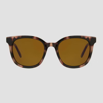 Women's Tortoise Shell Print Crystal Plastic Square Sunglasses - Universal Thread™ Brown | Target