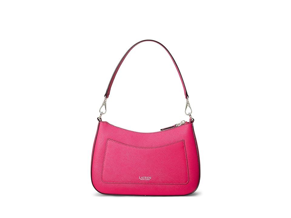 LAUREN Ralph Lauren Crosshatch Leather Medium Danni Shoulder Bag (Sport Pink) Handbags | Zappos