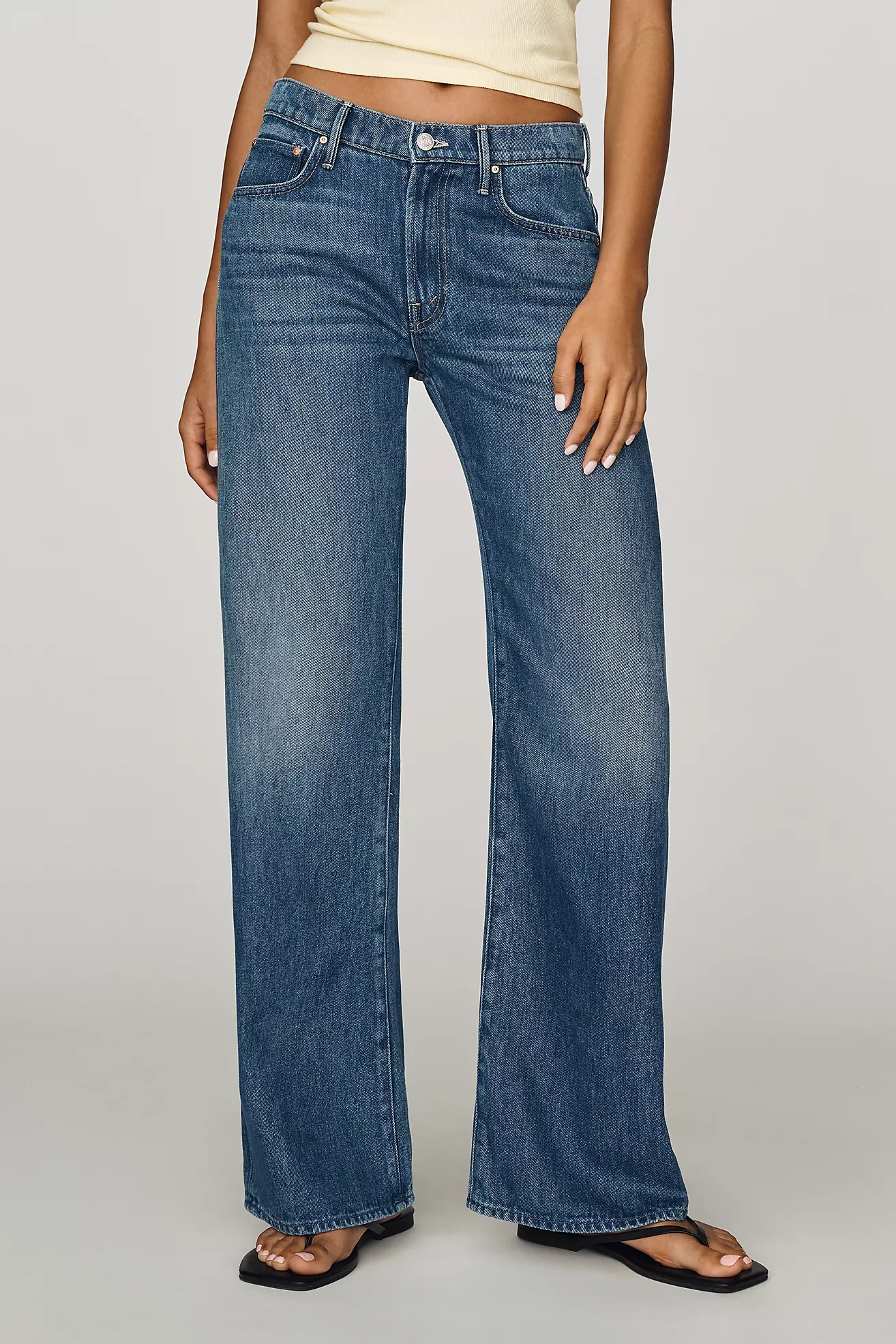 MOTHER Lasso Sneak Mid-Rise Wide-Leg Jeans | Anthropologie (US)