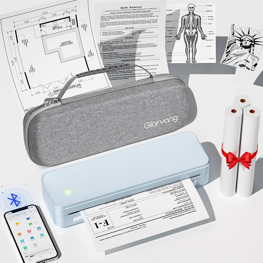Gloryang Inkless Portable Printer for Travel, Wireless Thermal Printer Supports 8.5" x 11" US Let... | Amazon (US)