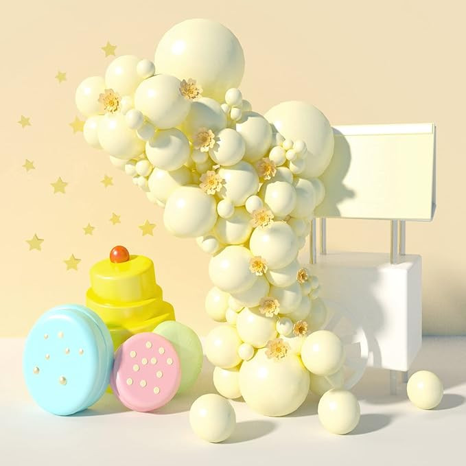 MOMOHOO Guirnalda de globos amarillos pastel – 100 globos amarillos pastel de 18/12/5 pulgadas,... | Amazon (US)