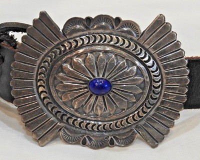 Vintage Native American Sterling Silver & Lapis Concho Belt by Delbert Delgarito  | eBay | eBay US