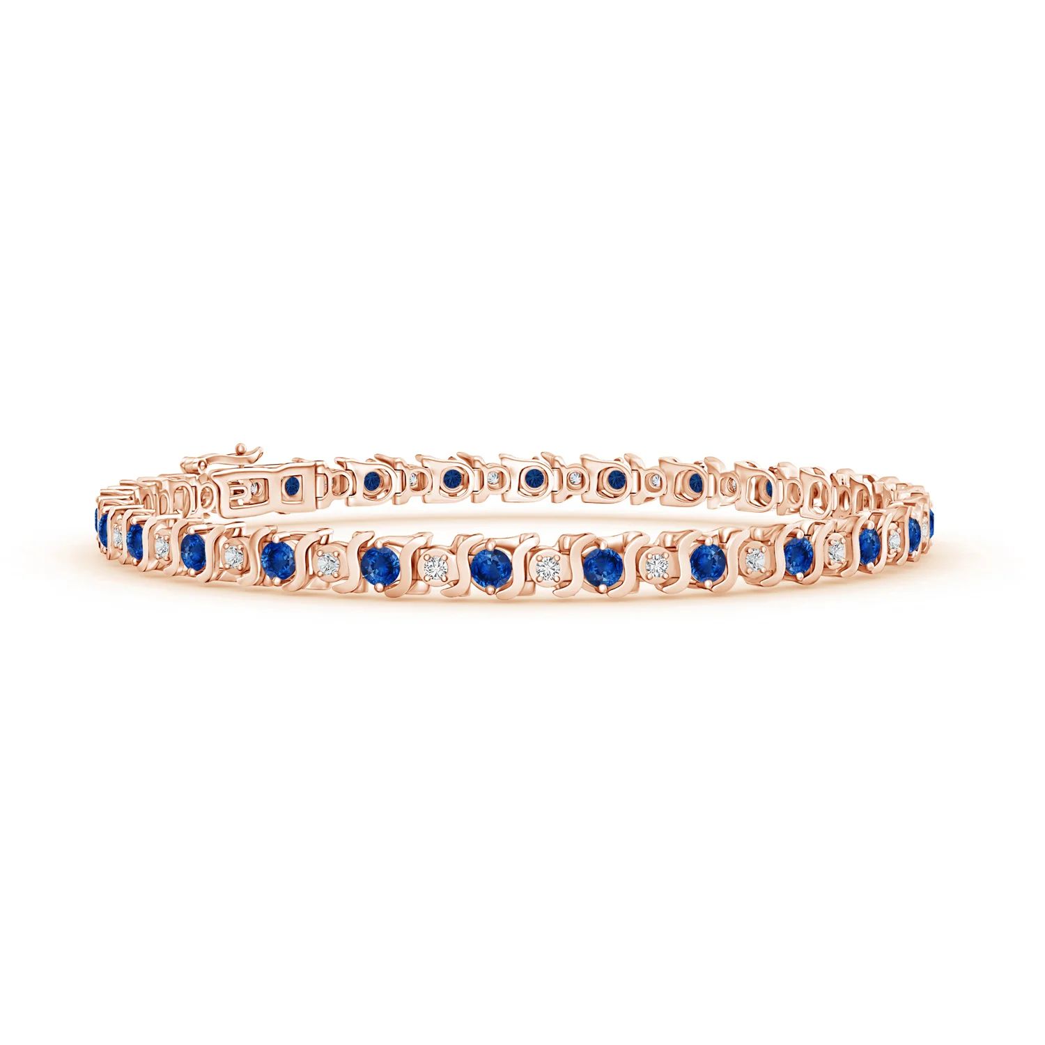 S Curl Sapphire and Diamond Tennis Bracelet | Angara