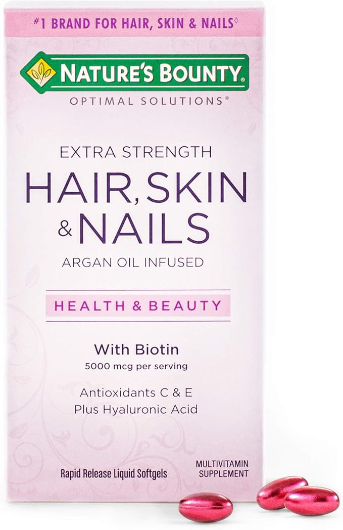 Extra Strength Hair Skin and Nails Vitamins by Nature's Bounty Optimal Solutions, with Biotin and... | Amazon (US)