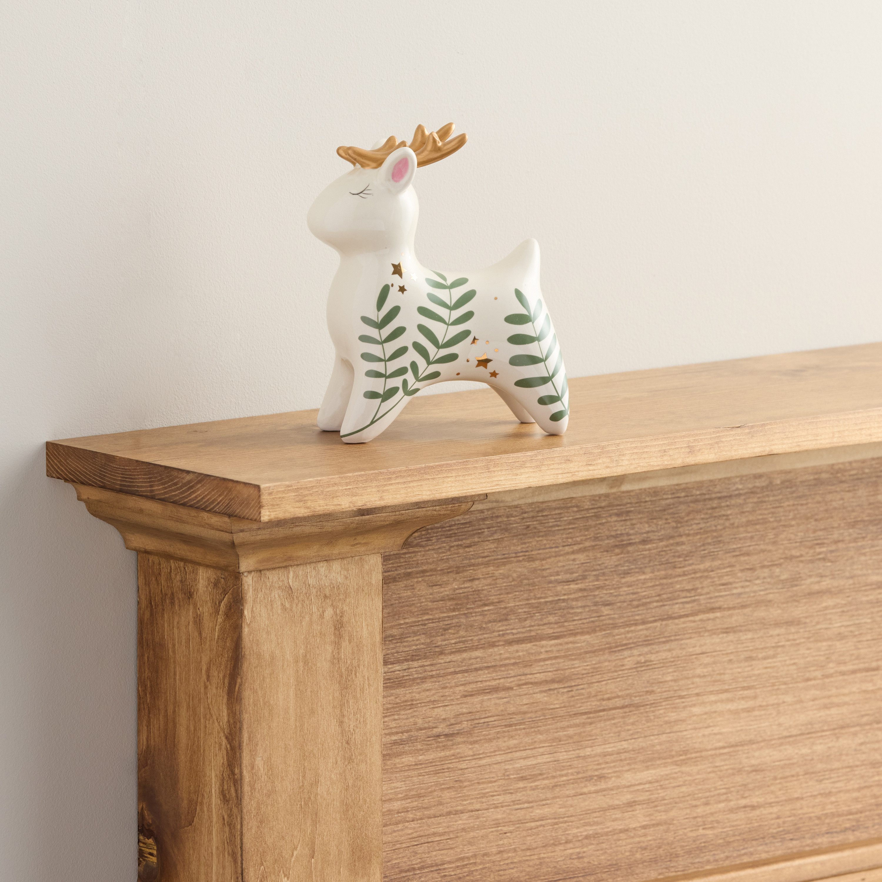 Ivory Ceramic Botanical Deer Decor | World Market