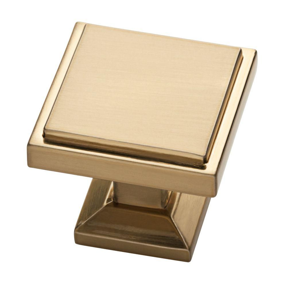 Classic Square 1-1/9 in. (28 mm) Champagne Bronze Cabinet Knob | The Home Depot