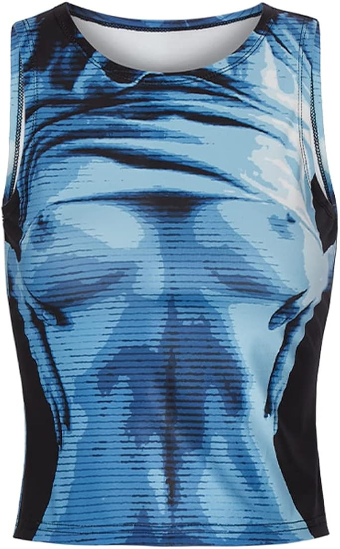 Y2k tips For Women Sexy Casual Body Print Tee Sleeveless  | Amazon (US)