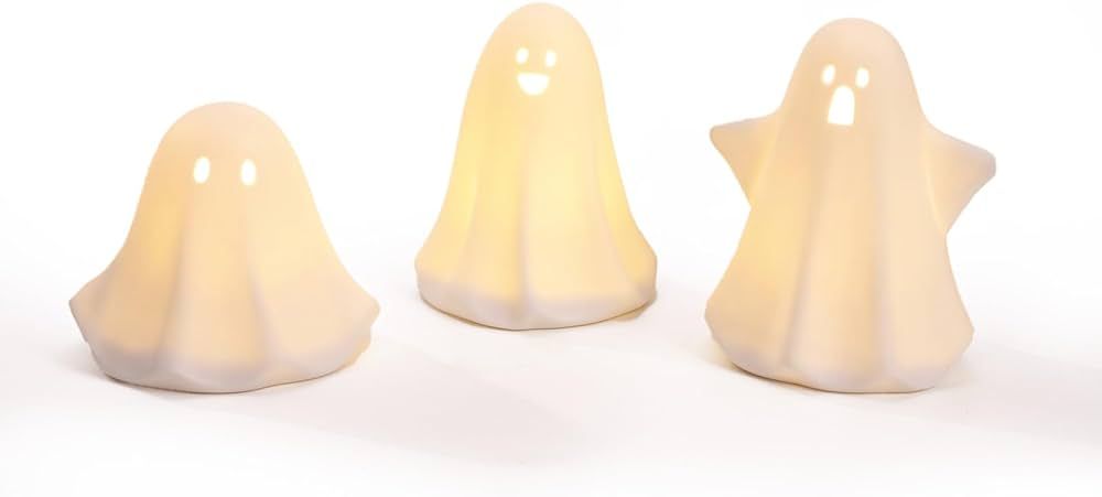 DN DECONATION Cute Ceramic Light Up Ghost Decor, 3PCS Ghost Halloween Decor White Spooky Sculptur... | Amazon (US)