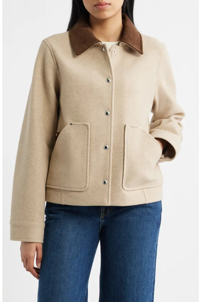 Corduroy Trim Jacket (Women) | Nordstrom | Nordstrom
