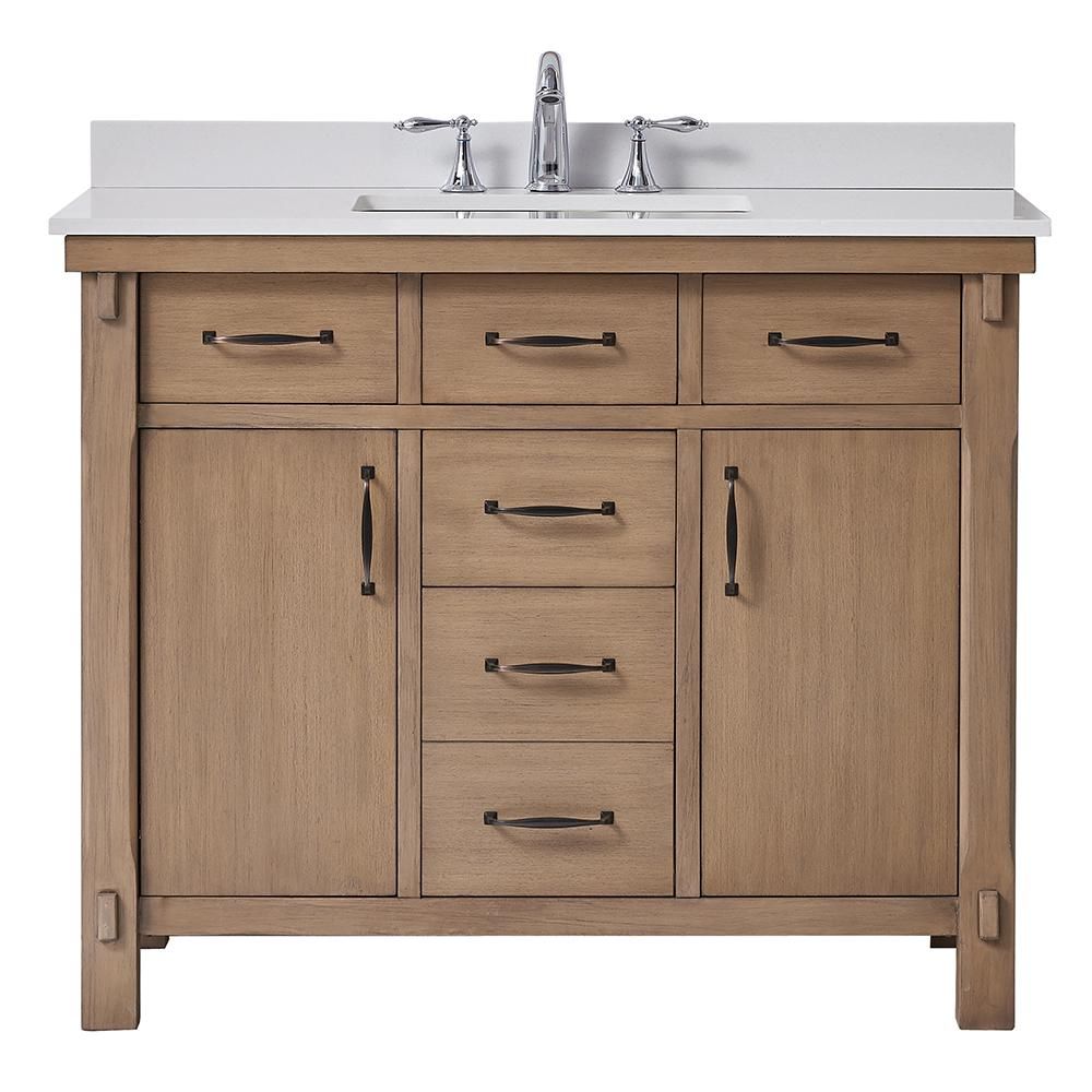 Home Decorators Collection Bellington 42 in. W x 22 in. D Vanity in Almond Toffee with Marble Van... | The Home Depot