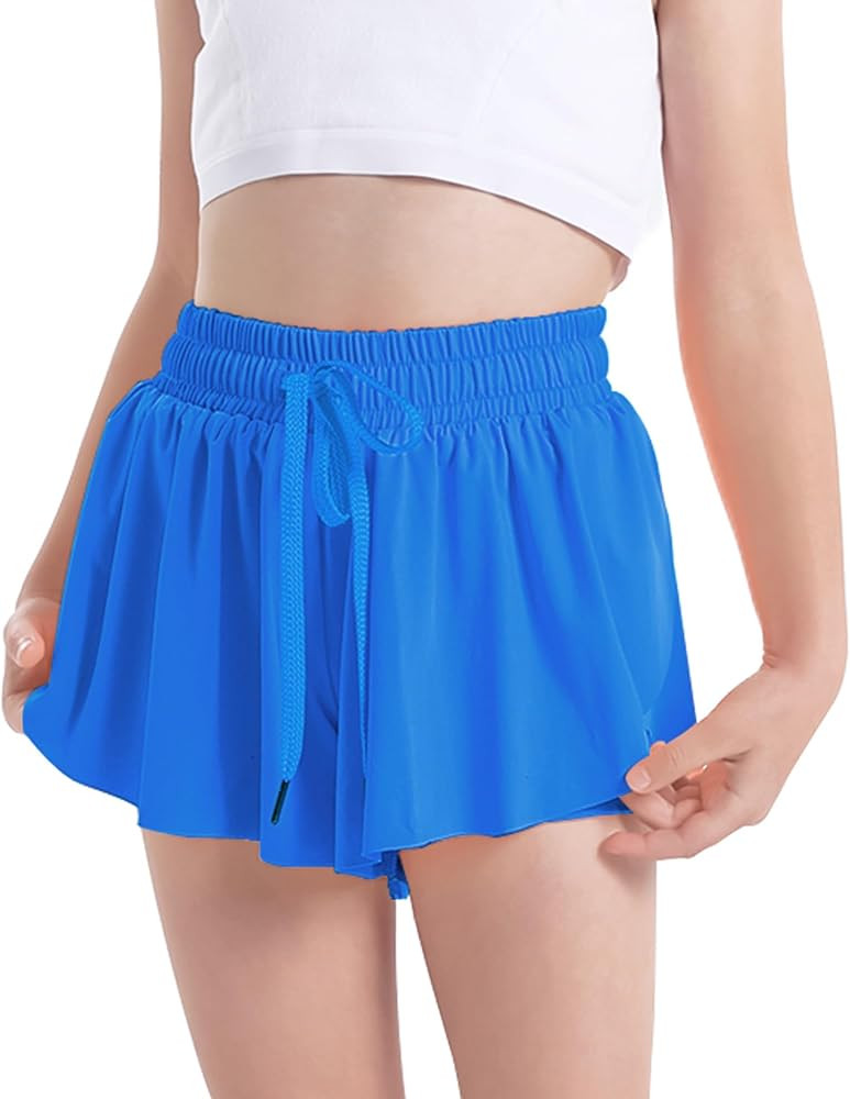 BOOPH Girls Flowy Shorts Athletic Butterfly Shorts with Inner Pockets 2-in-1 for Girls Running Tennis Sports | Amazon (US)