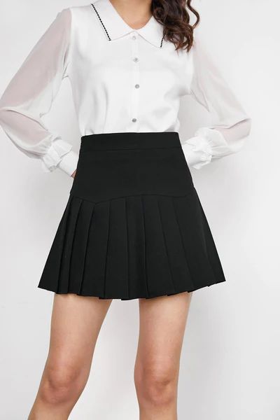 Jayven Black Pleated Skirt | J.ING
