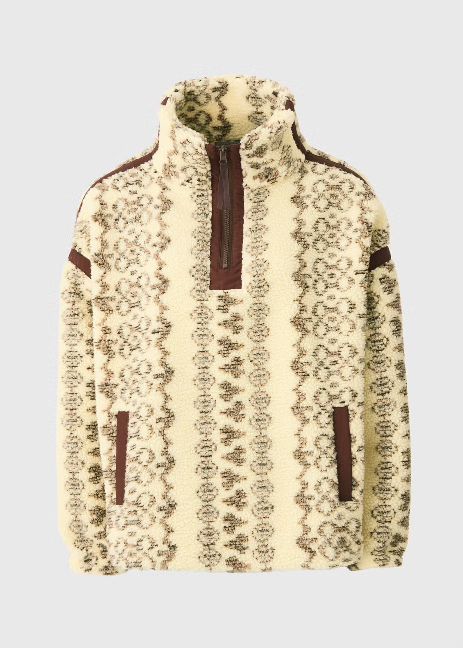 Stone Aztec Borg Jumper - Large | Matalan (UK)