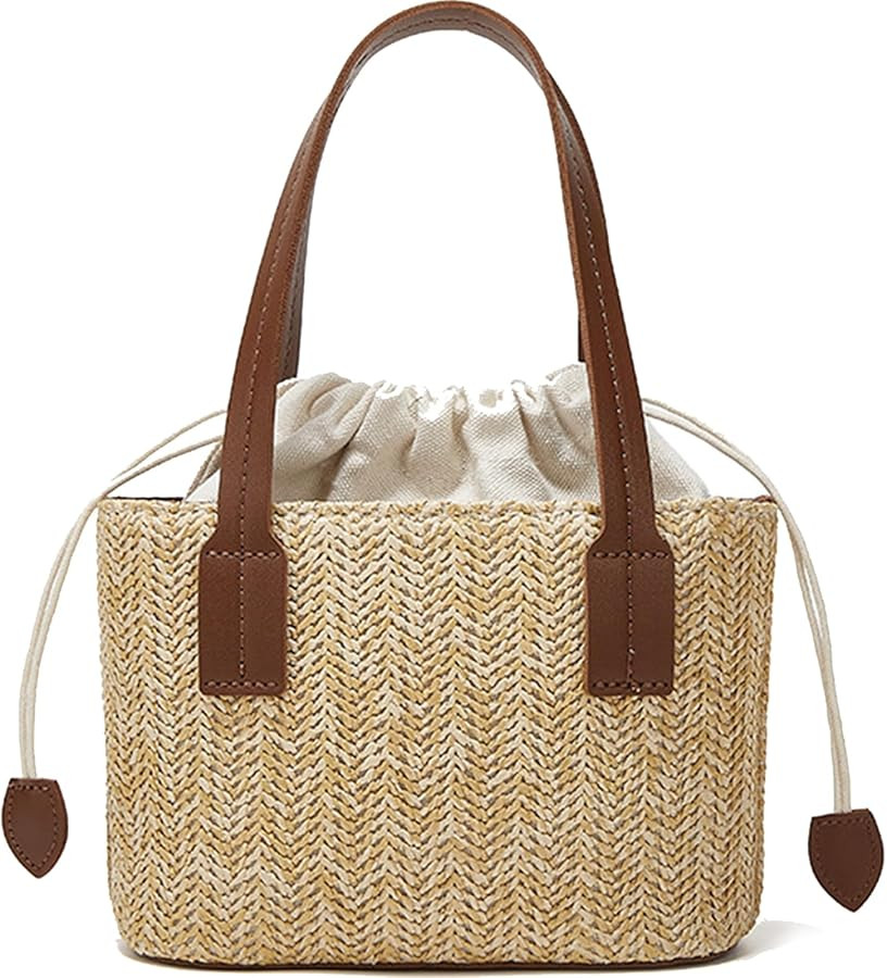 Cute Straw Fabric Tote Bag Purse for Women Y2k Purses Shoulder Handbag Straw Tote Bag | Amazon (US)